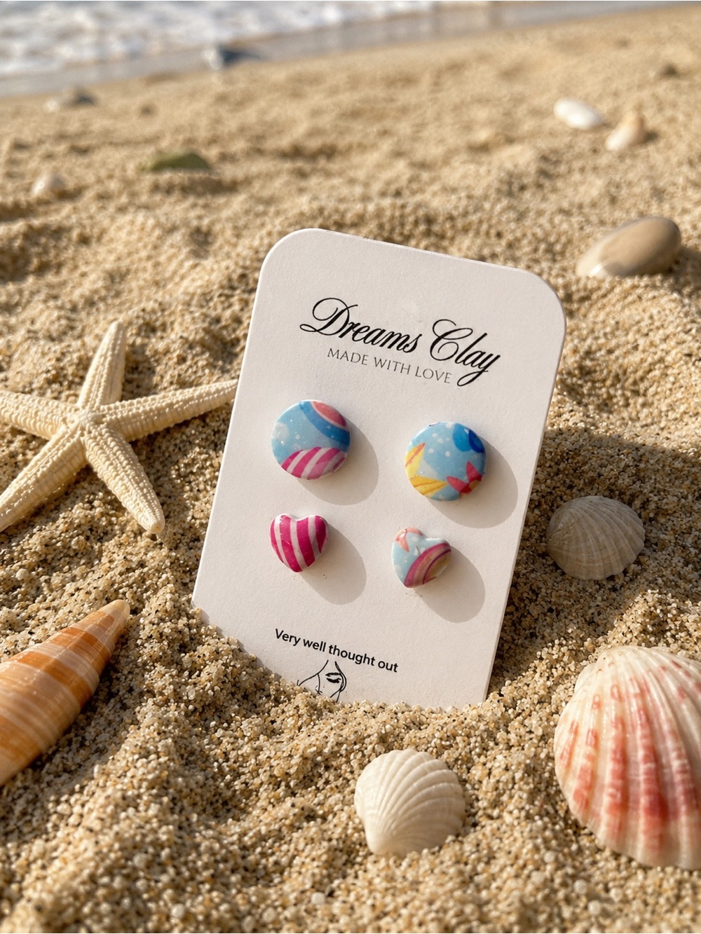 Kids Multicolor Heart & Circle Stud Earring Set - Pink & Blue